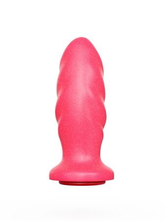 Розовая анальная пробка с рельефом - 12,9 см.